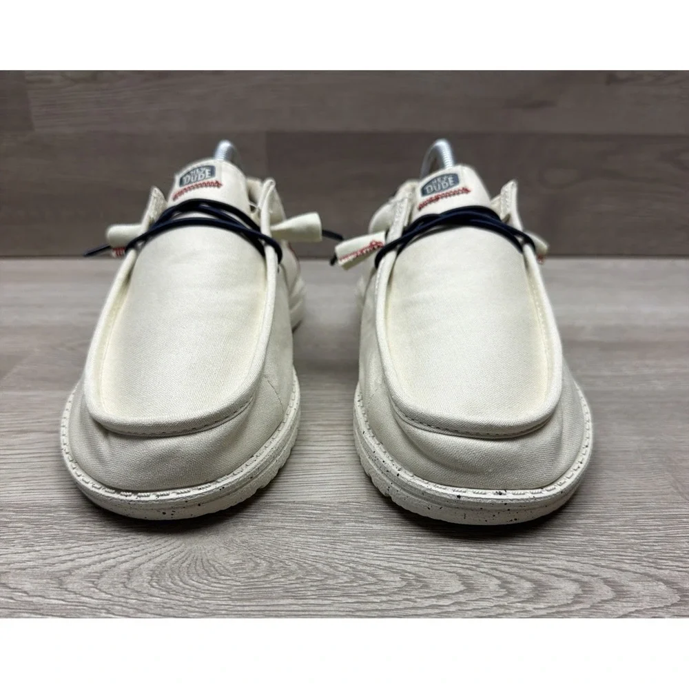 Hey Dude Wally Americana Stars Shoes Slip On Comfort White Size 8 Mens USA MINT